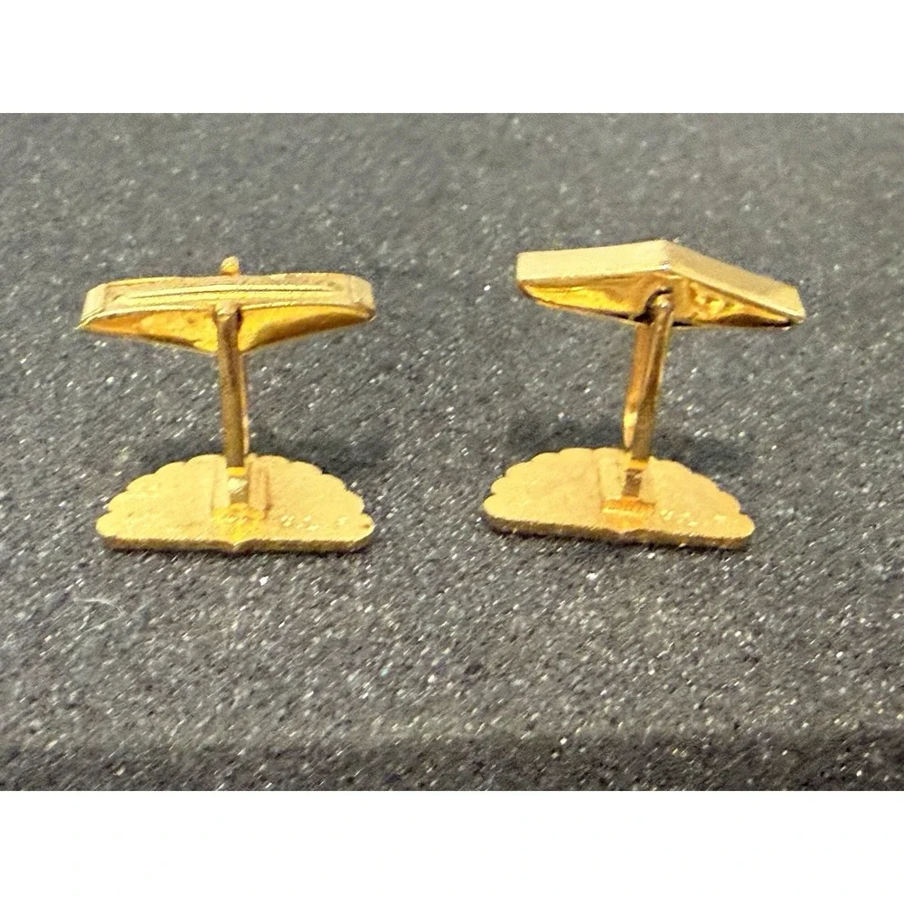 Vintage NBC Peacock Cufflinks Enamel H.L.P. Gold Tone TV Broadcast Collectible